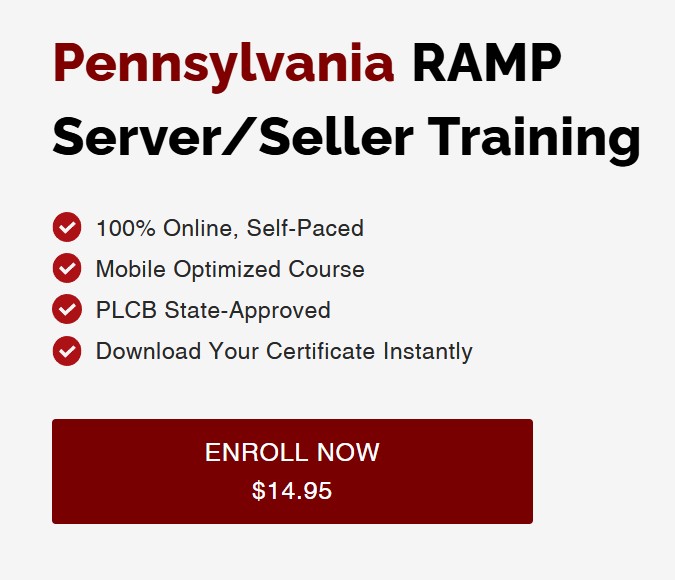 Pennsylvania RAMP Server/Seller Training for bartenders, servers, and managers