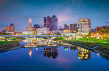 Columbus Ohio skyline at dusk