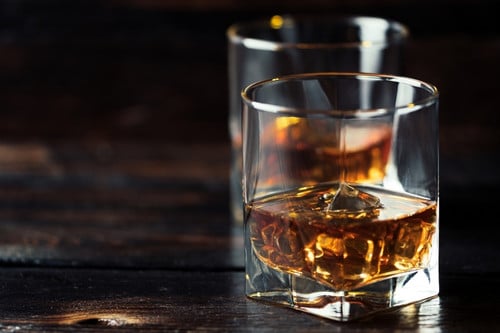 glass of bourbon drink