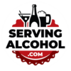 Serving alcohol logo on white circle background