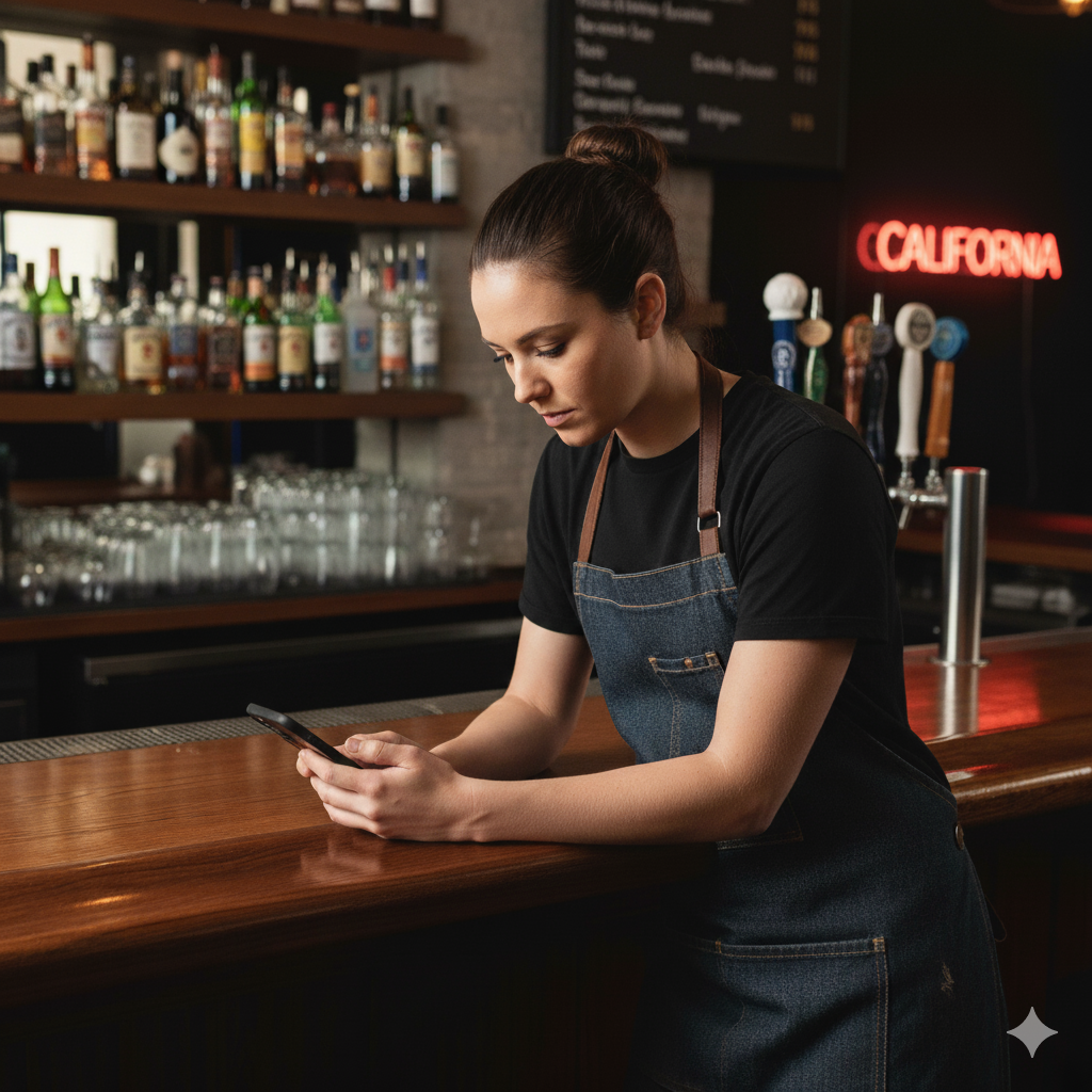 Young Woman taking California RBS Certification Training on her phone